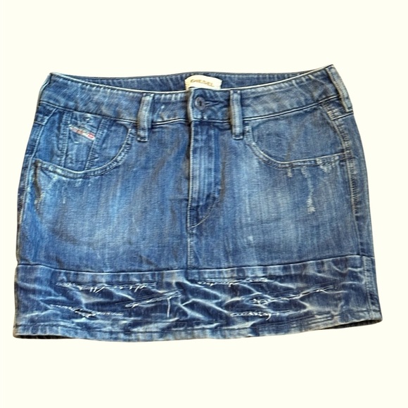 Diesel Mini Denim Skirt Size 27 low rise Grunge Indie Baddie small medium A144 - Picture 2 of 7